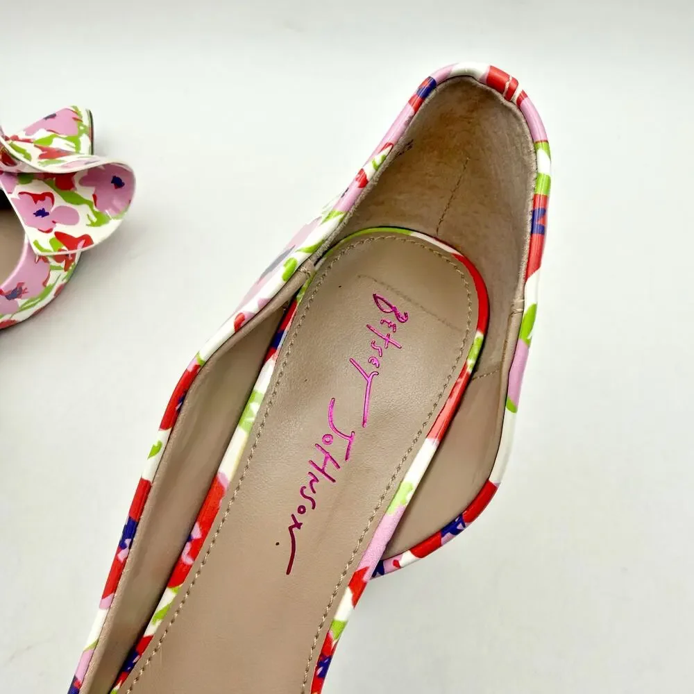 Betsey Johnson Womens Nobble Pumps US 7 M Red Pink Multi EUC